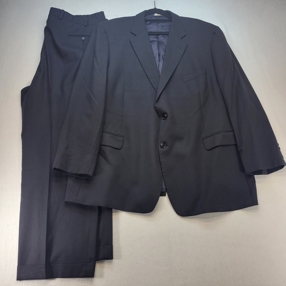 Brooks Brothers 346 2-Piece Suit Mens 50R/42 Pants Blue Wool Cuffed
